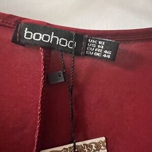 Boohoo Burgundy V-Neck Top